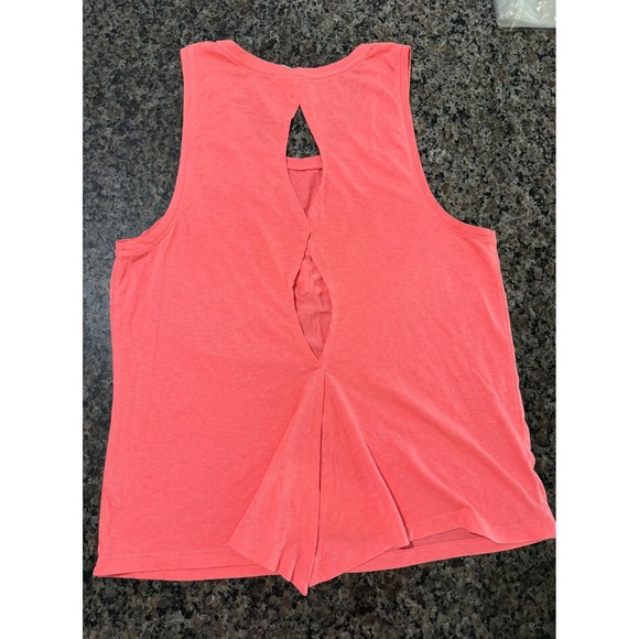Victoria Sport Womens Neon Pink Coral Logo Graphic Open Back Workout Tank Top S - Picture 2 of 4